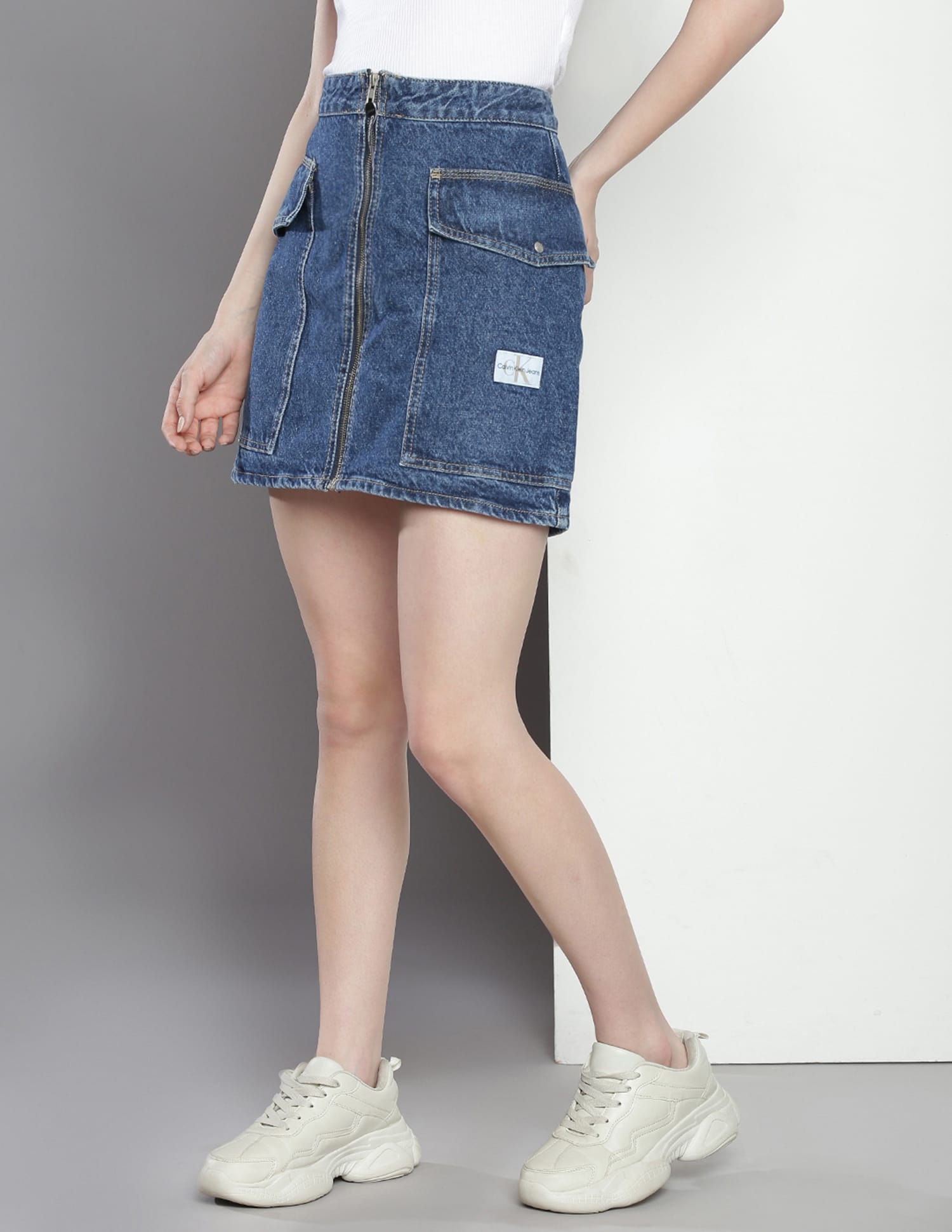 Buy Calvin Klein Jeans High Rise A-Line Utility Skirt