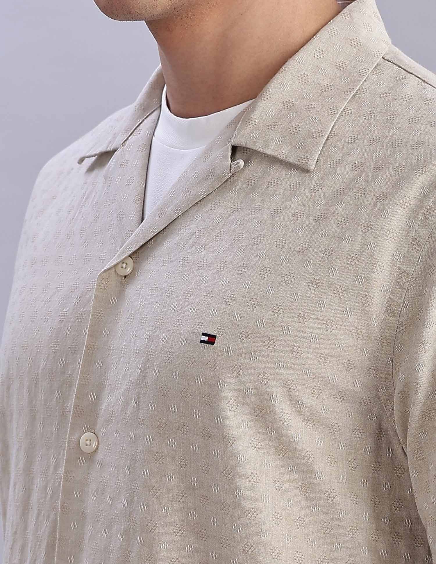 Tommy Hilfiger Textured Regular Fit Plain Woven Shirt