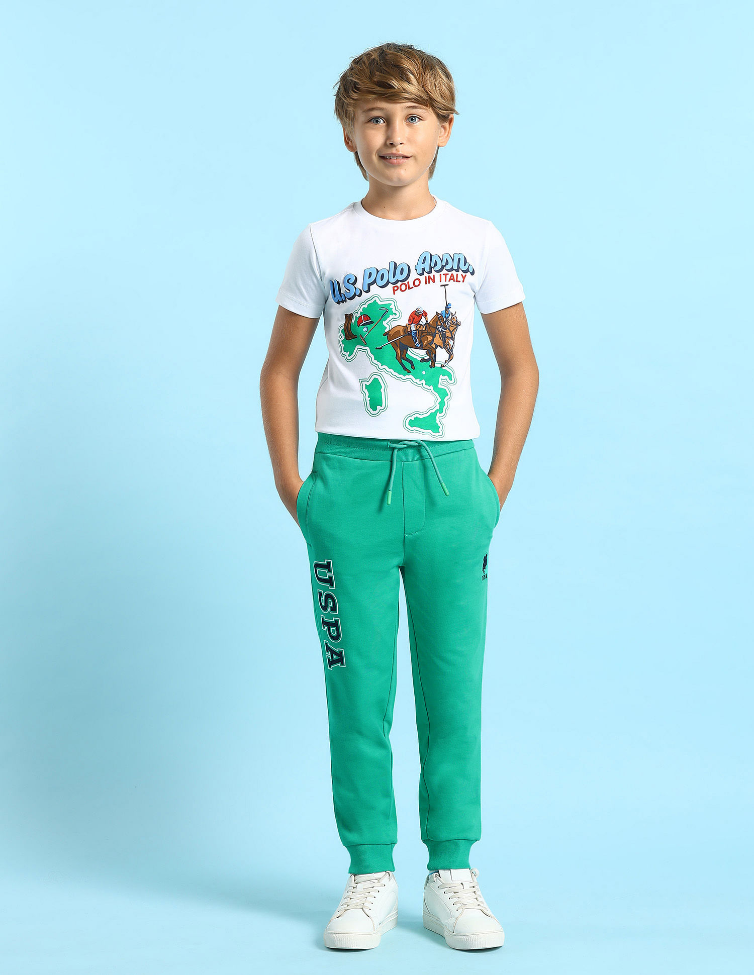 U.S. Polo Assn. Kids Boys Pure Cotton Solid Joggers
