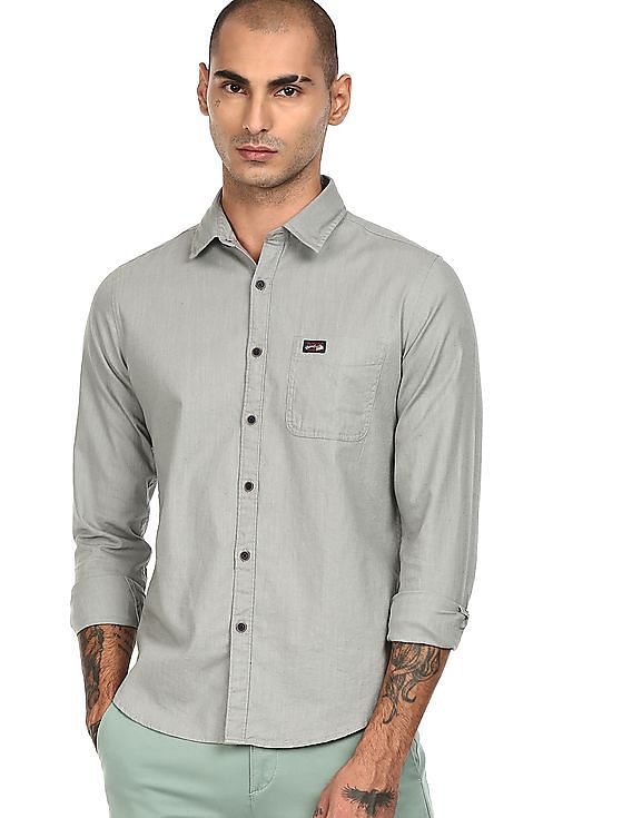 U.S. Polo Assn. Denim Co. Spread Collar Solid Casual Shirt