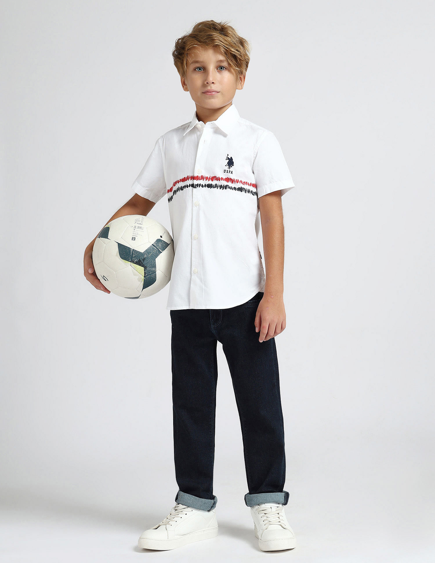 U.S. Polo Assn. Kids Boys Abstract Printed Regular Fit Shirt