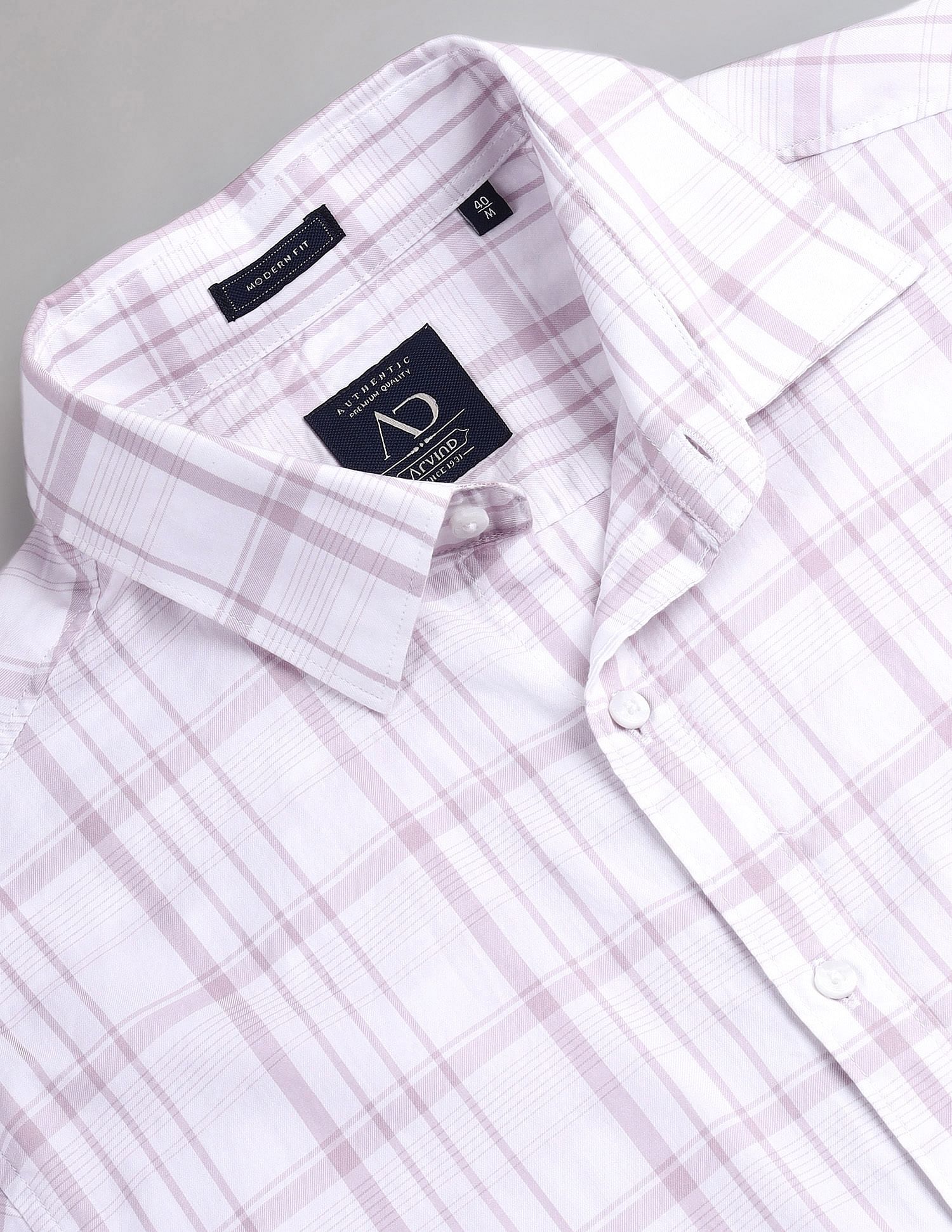AD by Arvind Plaid Check Cotton Shirt