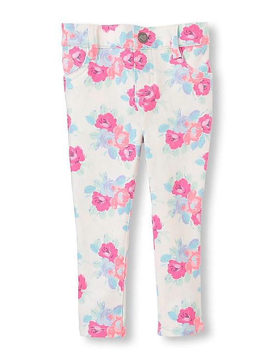 Buy The Children's Place Baby Baby White Floral Print Jeggings 