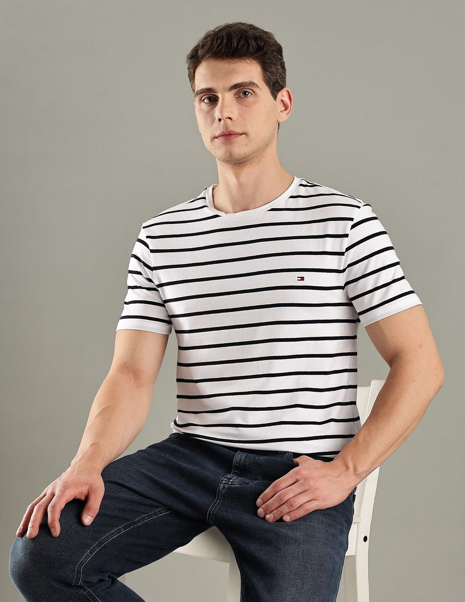 Tommy Hilfiger Striped Slim-Fit Cotton T-Shirt