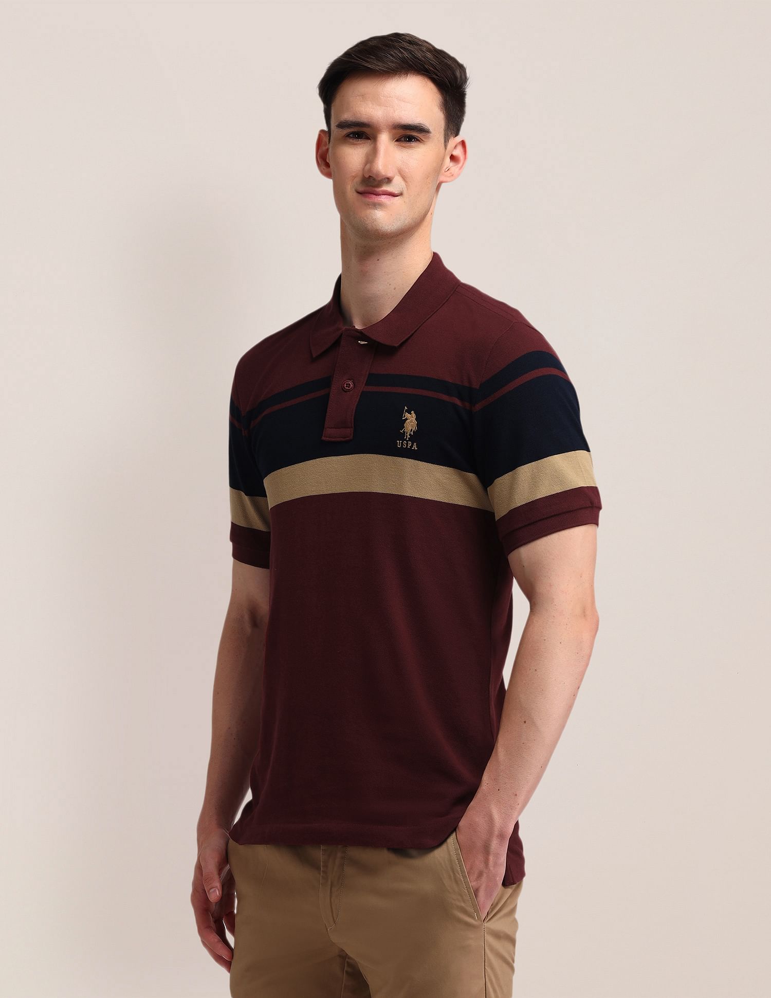 U.S. Polo Assn. Horizontal Striped Slim Fit Polo Shirt