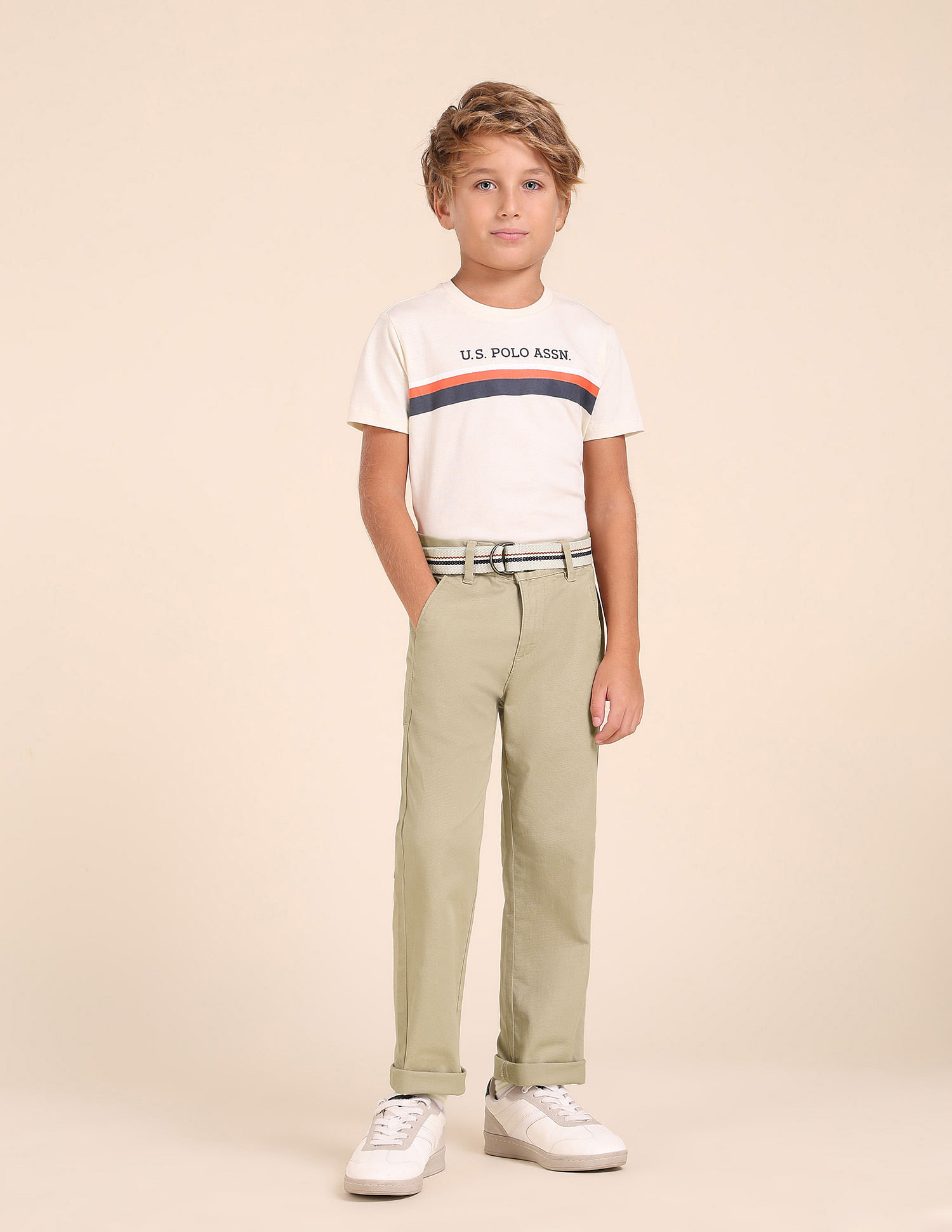 U.S. Polo Assn. Kids Boys Pure Cotton Slim Fit Trousers