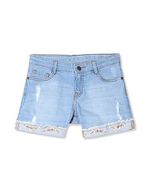 girls distressed denim shorts