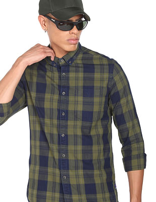 Flying Machine Plaid Check Cotton Casual Shirt