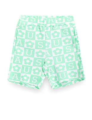 U S Polo Assn Kids Girls Brand Print Knit Shorts