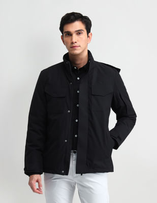 ジャケット・アウター SQUEEZED DESIGN WIND SHIRT DARK NAVY SCOLLER Men Solid Windcheater Jacket-WS1-Black_M : Amazon.in