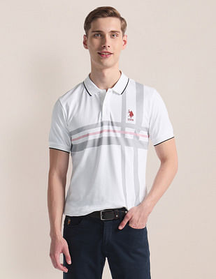 U S Polo Assn Tipped Collar Striped Polo Shirt