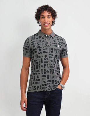 U S Polo Assn Denim Co All Over Printed Muscle Fit Polo Shirt