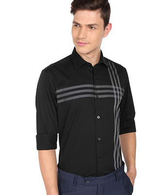 Ad By Arvind Striped Cotton Regular Fit Evening Shirt