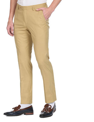 Buy Stylish Beige Polyester Spandex Wrinkle Free Trousers For Men  Lowest  price in India GlowRoad