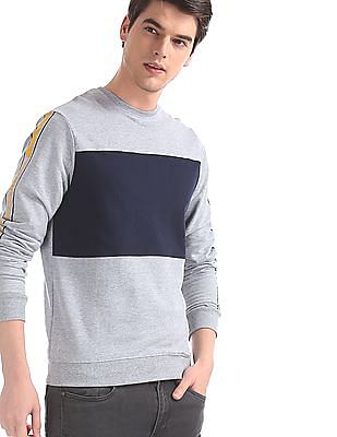 man cut and sew panel sweatshirt