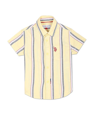 U S Polo Assn Kids Boys Vertical Stripe Oxford Shirt