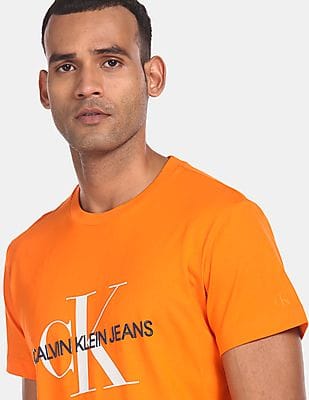 Buy Calvin Klein Men Orange Regular 