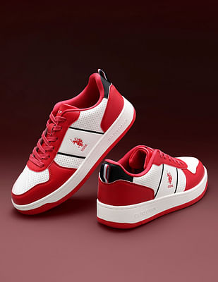 U S Polo Assn Men Reggie Red Retro Court Sneakers