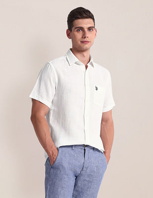 U S Polo Assn Tailored Fit Linen Blend Shirt