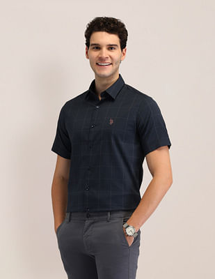 U S Polo Assn Windowpane Checked Tailored Fit Shirt