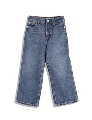 Tommy Hilfiger Kids Girls Wide Leg Stone Wash Jeans