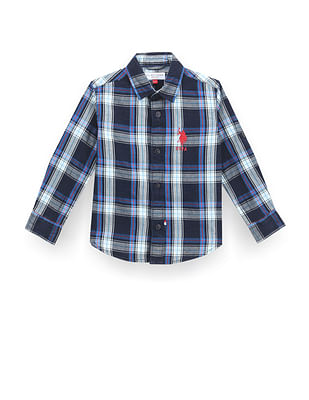 U S Polo Assn Kids Boys Tartan Check Twill Shirt