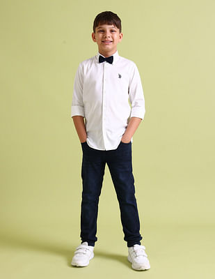 U S Polo Assn Kids Boys Solid Sateen Shirt