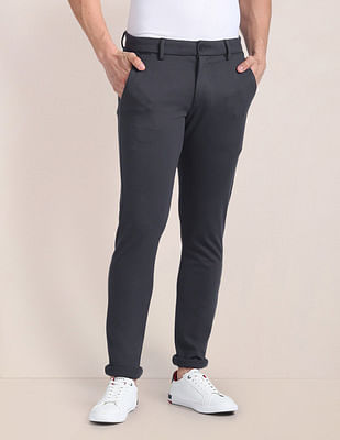 U S Polo Assn Slim Straight Fit Solid Trousers