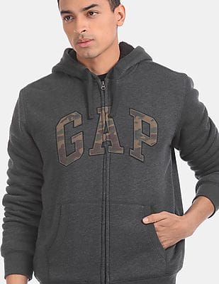 Buy GAP Grey Sherpa Lined Full Zip Hoodie - NNNOW.com