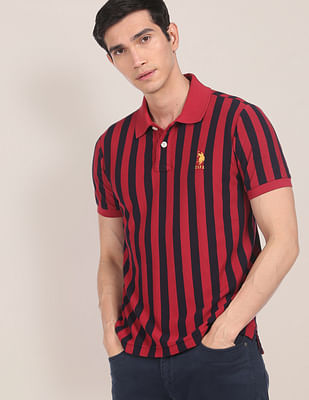 U S Polo Assn Pique Striped Polo Shirt