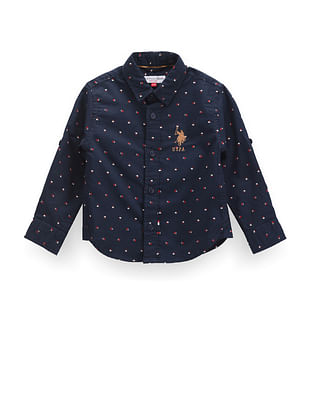 U S Polo Assn Kids Boys Geometric Print Oxford Shirt