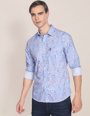 U S Polo Assn Spread Collar Printed Casual Shirt