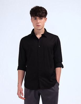 Flying Machine Regular Fit Solid Shirt