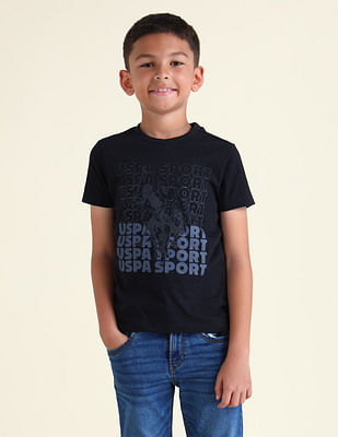 U S Polo Assn Kids Boys Brand Printed Regular Fit T-Shirt