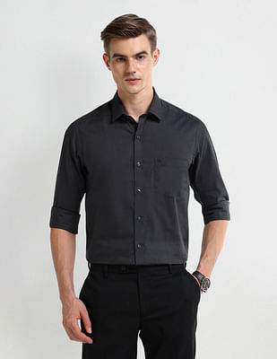 Arrow Manhattan Slim Self-design Cotton Shirt