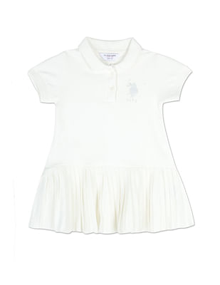 U S Polo Assn Kids Pleated Solid Polo Dress