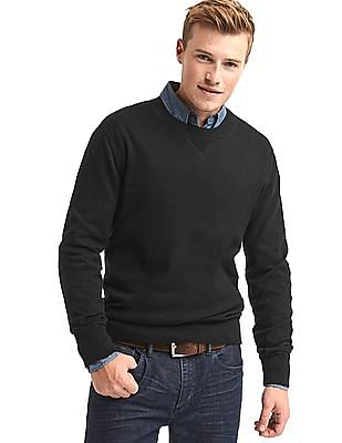 black cotton crew neck sweater