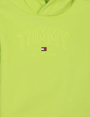 Buy Tommy Hilfiger Kids Boys Neon Green Appliqued Logo Hooded