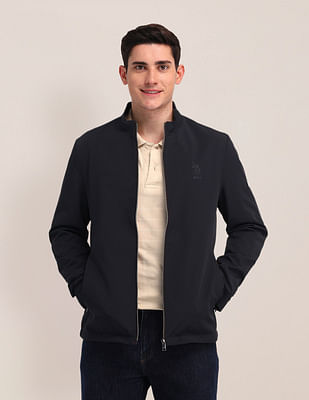 U S Polo Assn Stand Neck Solid Jacket