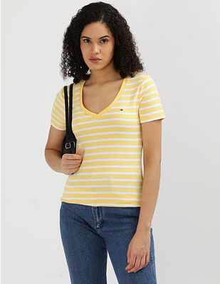 Tommy Hilfiger V-neck Horizontal Stripe T-Shirt