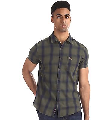 mens slim fit check shirt