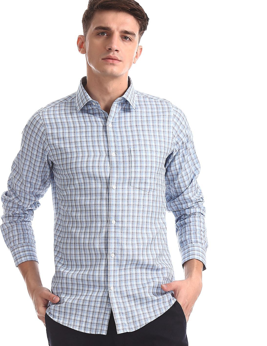 Buy Excalibur Blue Slim Fit Check Shirt - NNNOW.com