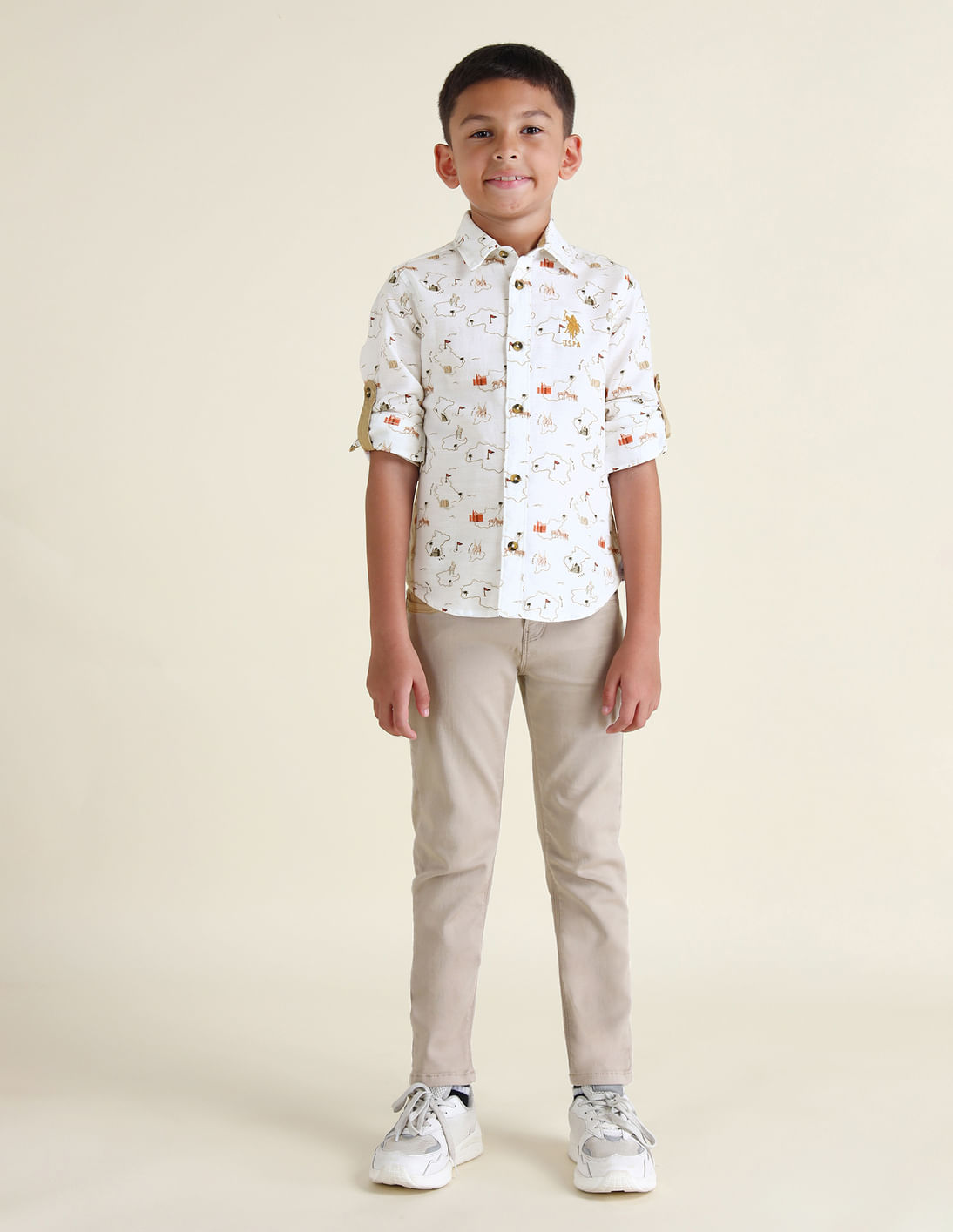 Buy U.S. Polo Assn. Kids Boys All-Over Printed Regular Fit