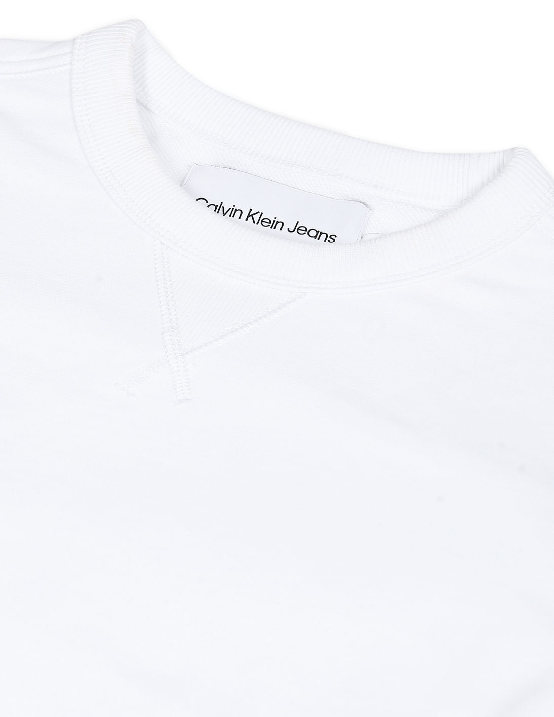 Buy Calvin Klein Jeans Men White Crew Neck Monogram Sleeve