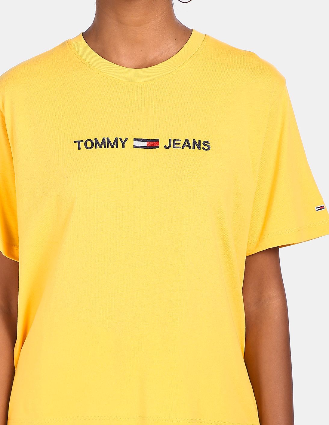 Buy Tommy Hilfiger Women Yellow Embroidered Logo Cotton T