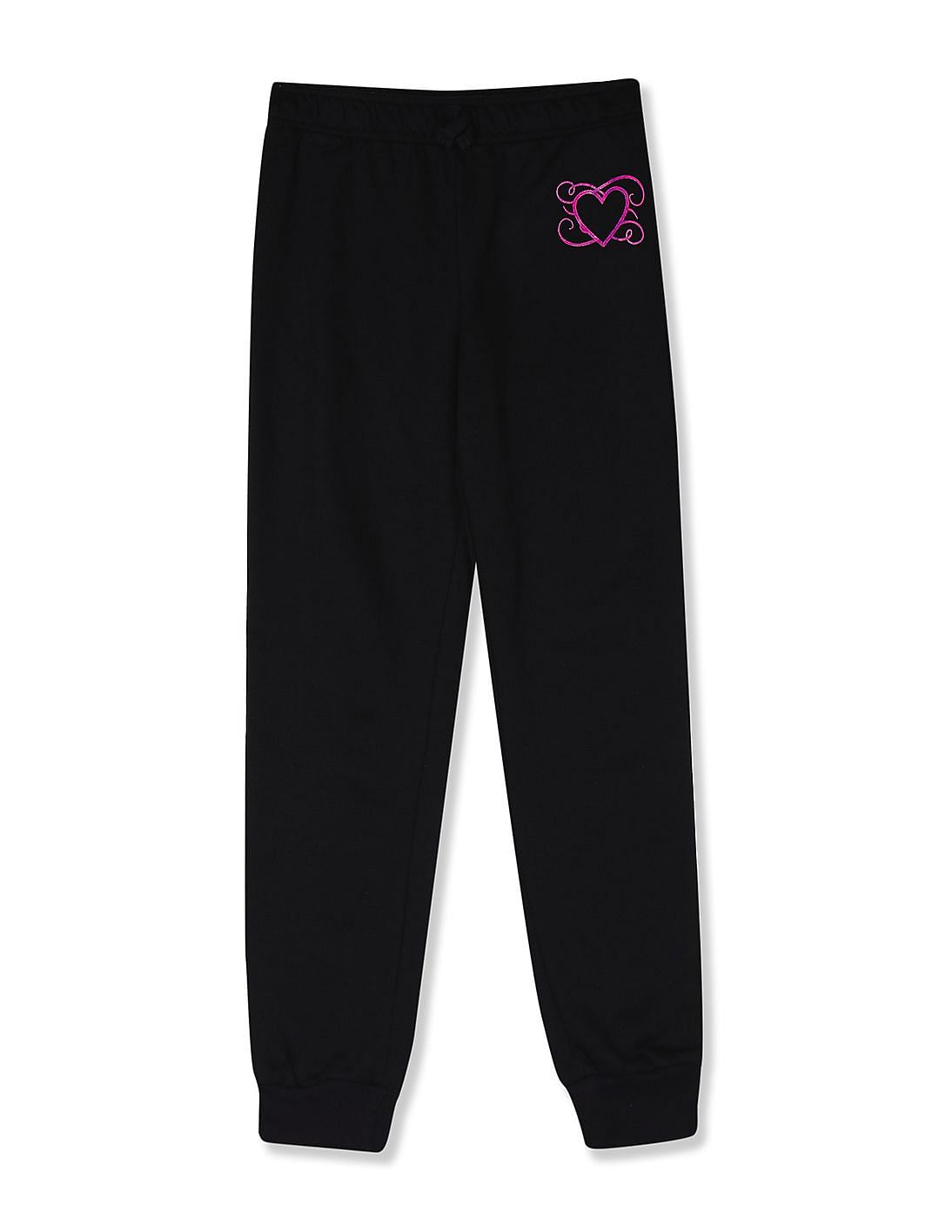 Buy The Children's Place Girls Girls Black BlackSolid Knit Joggers ...