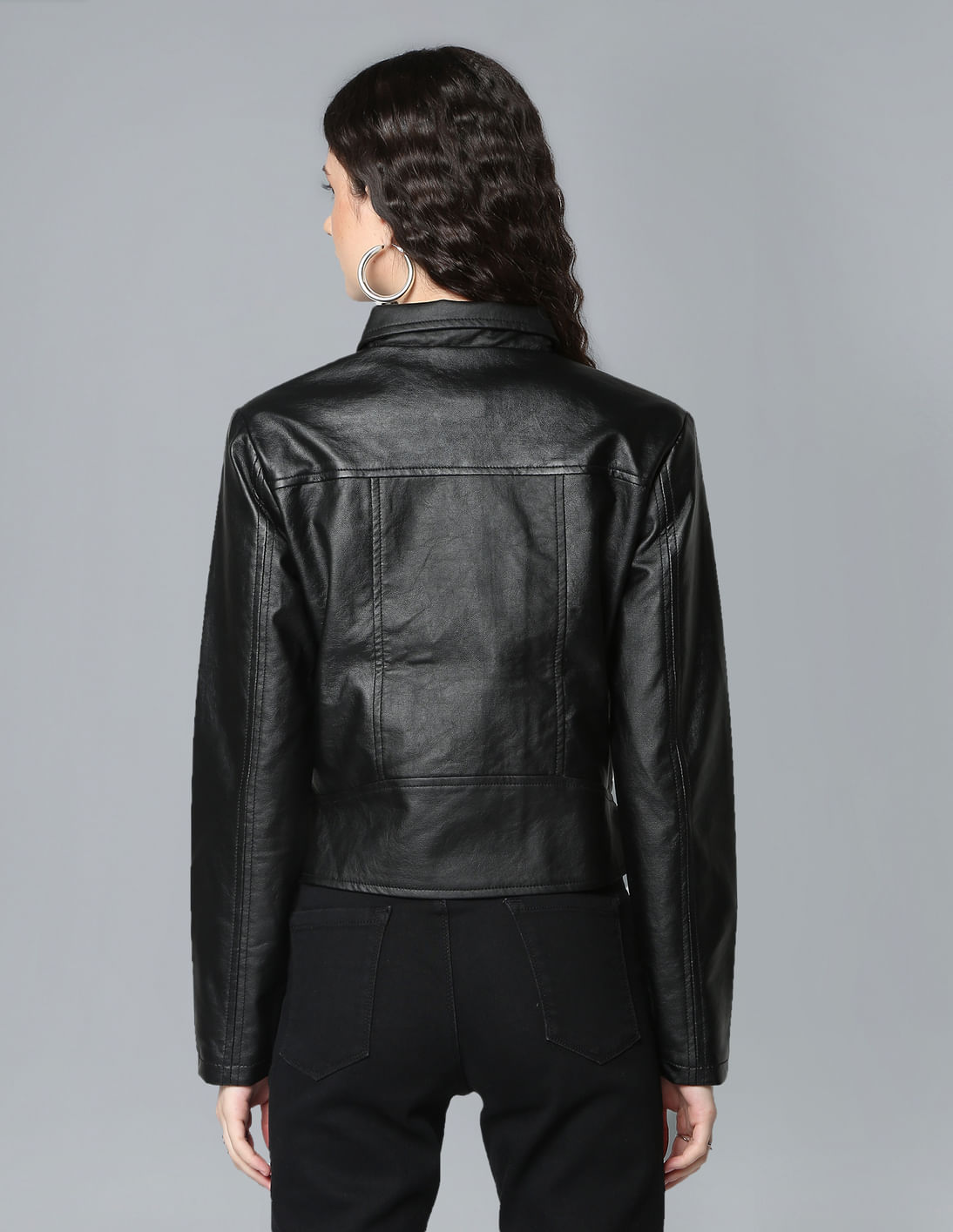 タグ付きlouren no collar over jacket black $1295 Ralph Lauren Black Label Large Cafe Racer Leather