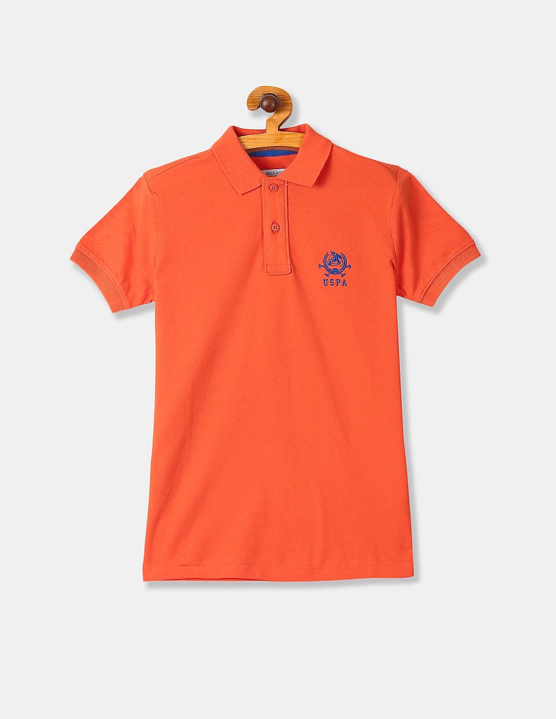 Buy U.S. Polo Assn. Kids Boys Boys Orange Solid Pique Polo Shirt ...