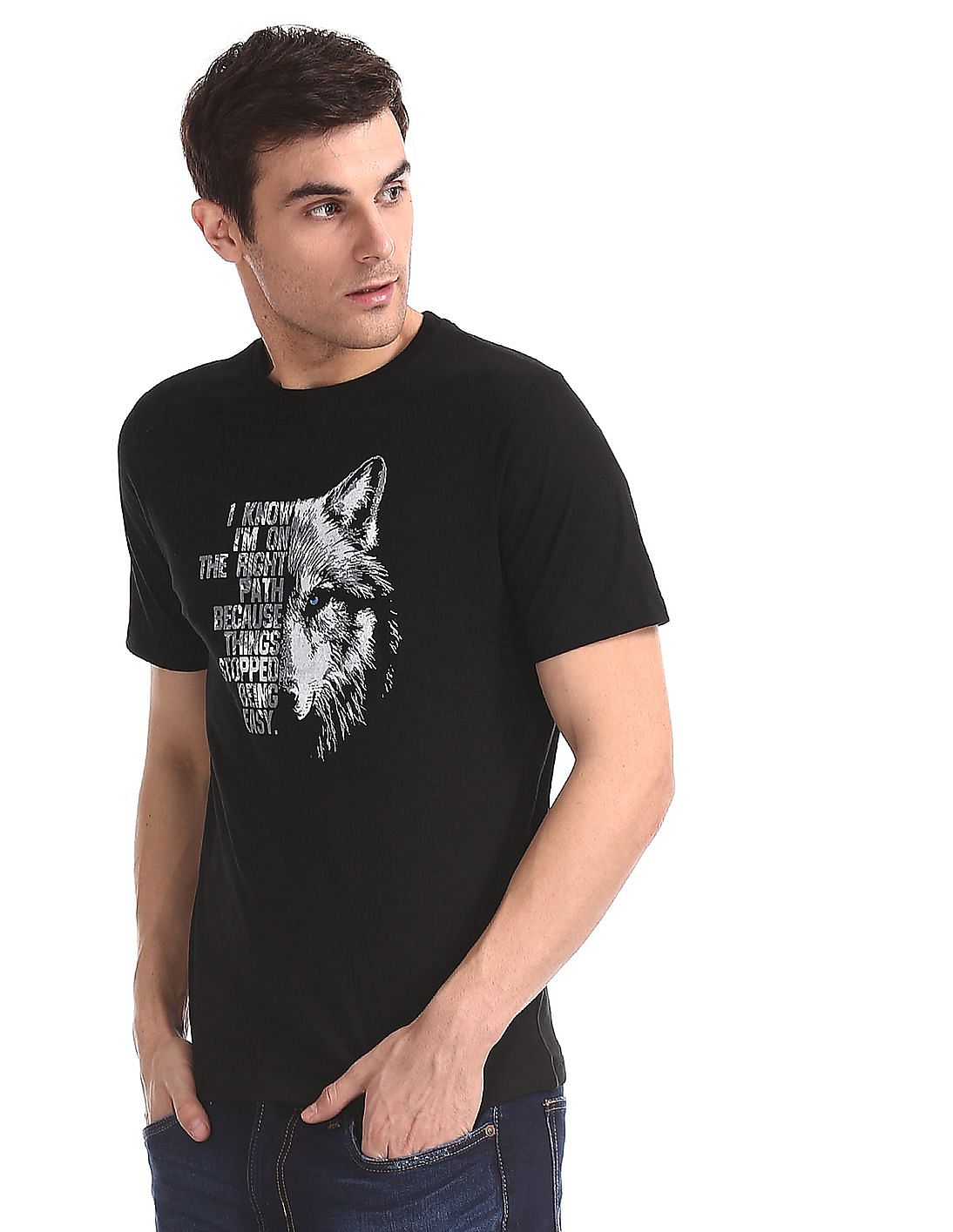 Buy Colt Black Crew Neck Graphic T-Shirt - NNNOW.com