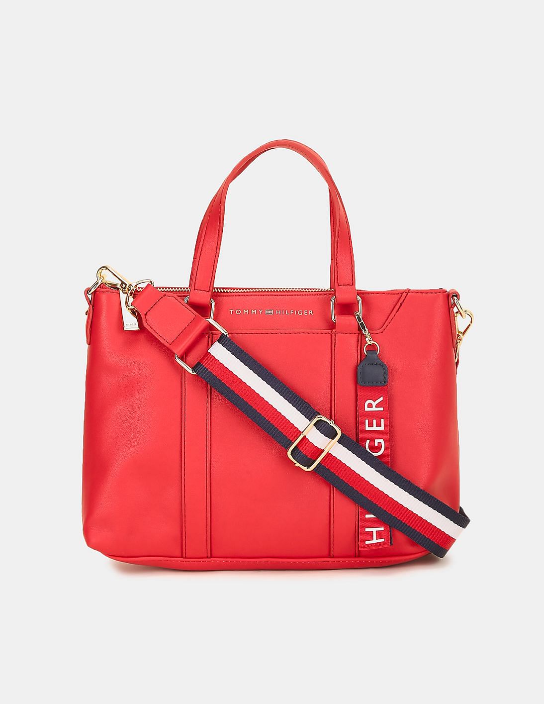 Buy Tommy Hilfiger Women Red Rosalie Detachable Strap Satchel Bag ...